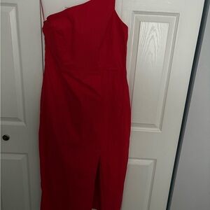 Anthropologie Vibrant Red One-Shoulder Dress